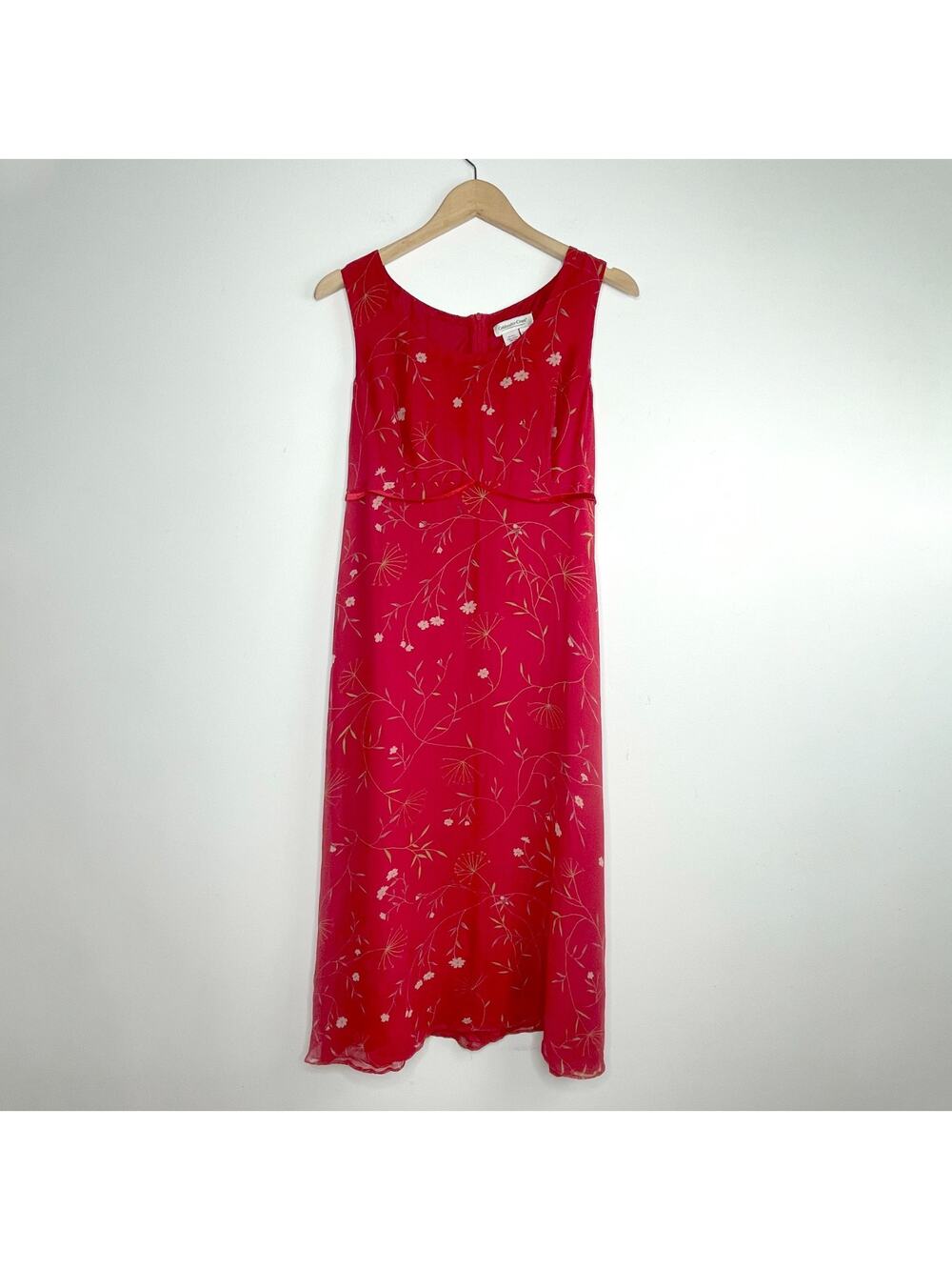 Vintage Y2K Coldwater Creek Silk Midi Dress Sz P14 Floral Feminine Regency